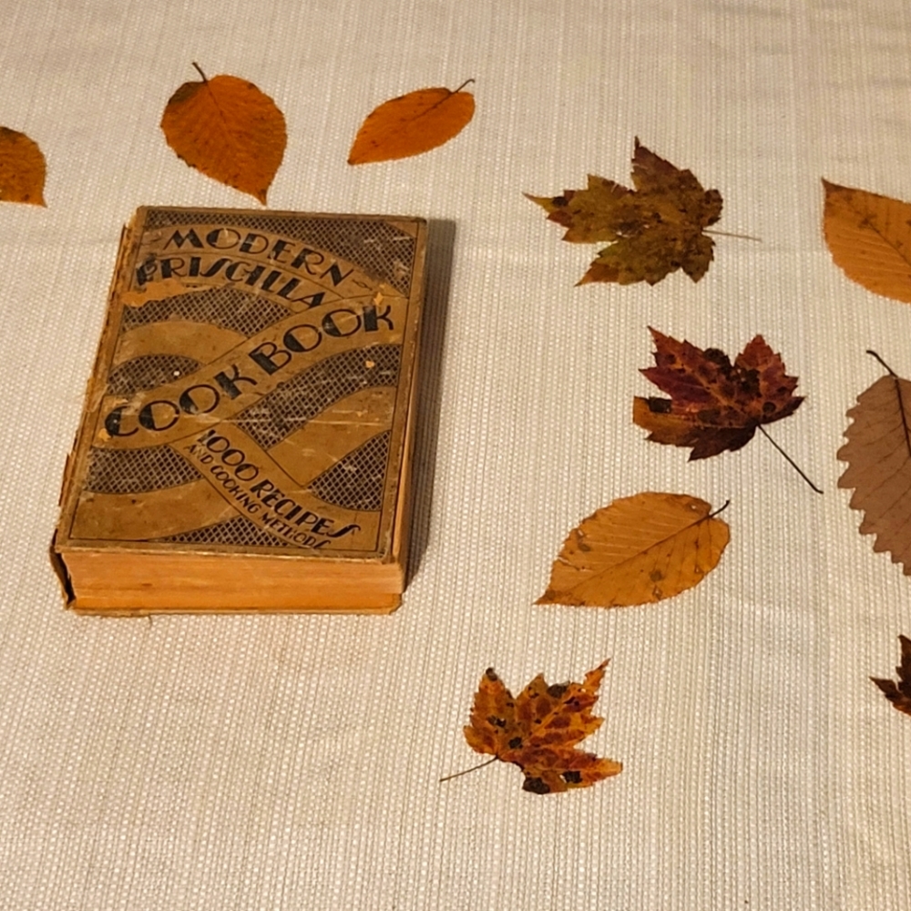 1930's Antique Cookbook with pressed leaves from West Virginia